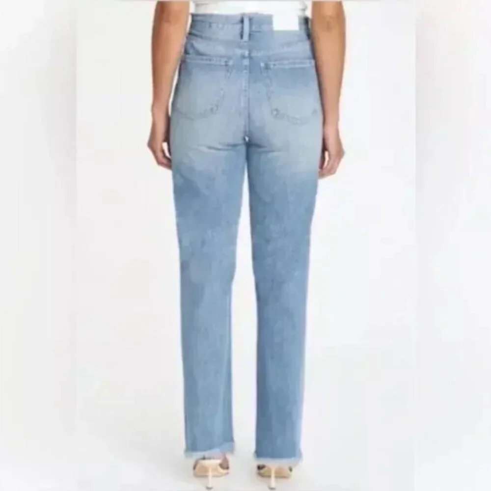 Pistola Cassie Distressed High Rise Straight Leg Jean Button Fly Size 27 - Picture 2 of 9